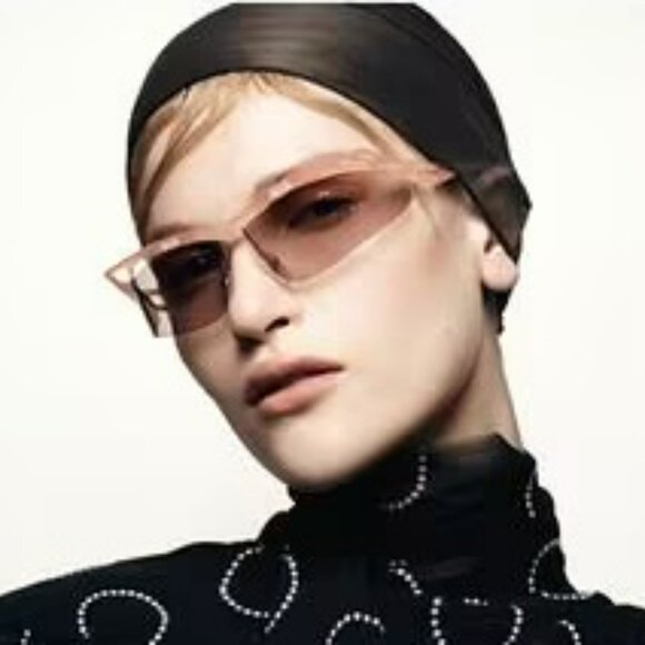 Prada PRA15S 18Q4I2 BRAND NEW Sunglasses Peach Light Brown Rectangle Unisex - Picture 12 of 13